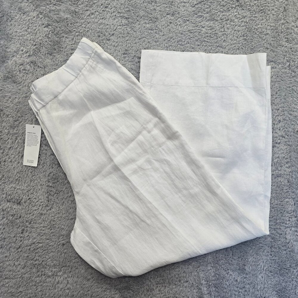 Eileen Fisher Wide Leg Pleated F/L Pant 100% Organic Linen Womens NWT NEW - Picture 1 of 12
